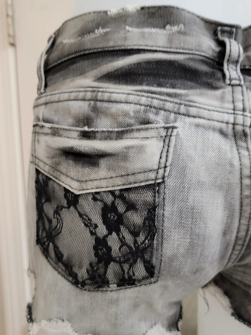 Distressed Grey Denim Women's Shorts